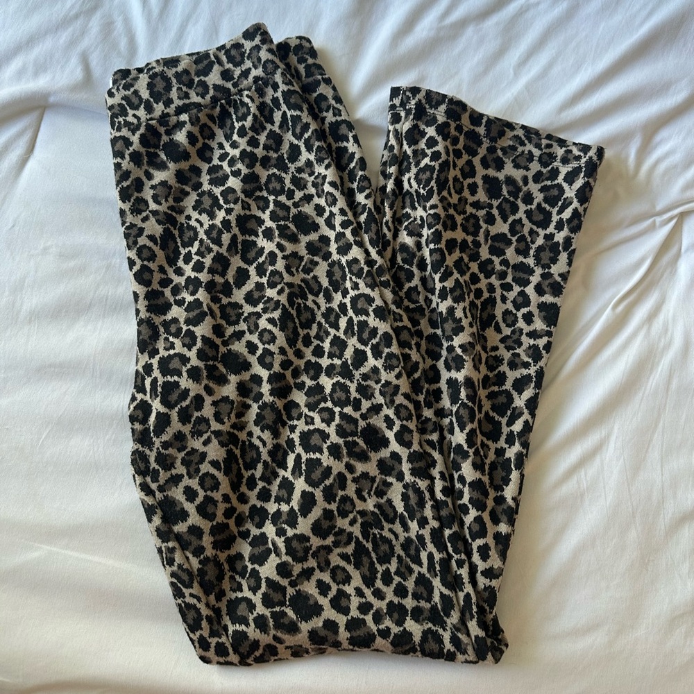 Leopard Print Wide Leg Cropped Pants